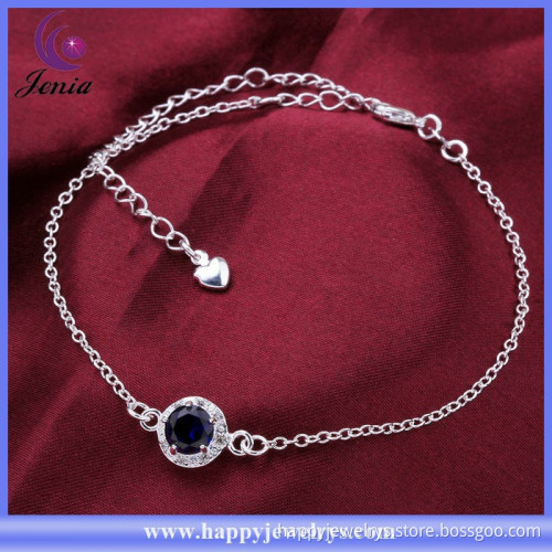 Blue zircon 925 silver plated fashion design cheap jewelry anklet(CA038-C)